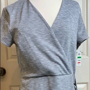 Barr111 Grey Fitted Short Sleeve Dress Sz Lg